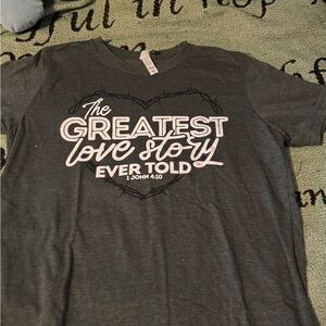 Gray Graphic T-Shirt with Heart Design